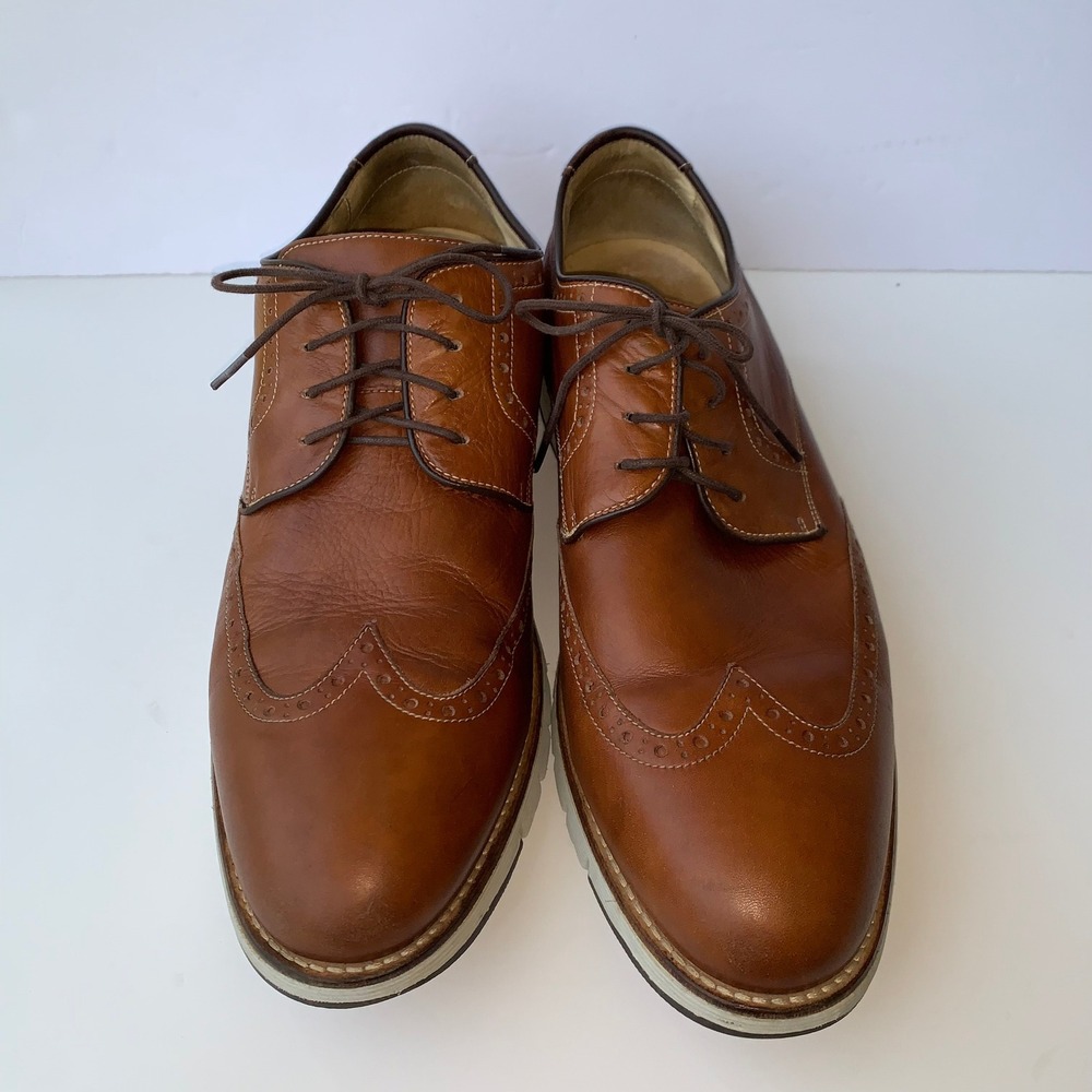 J&M Wingtip Oxford Dress Shoes Leather Comfort Brown Size 13M Johnston & Murphay